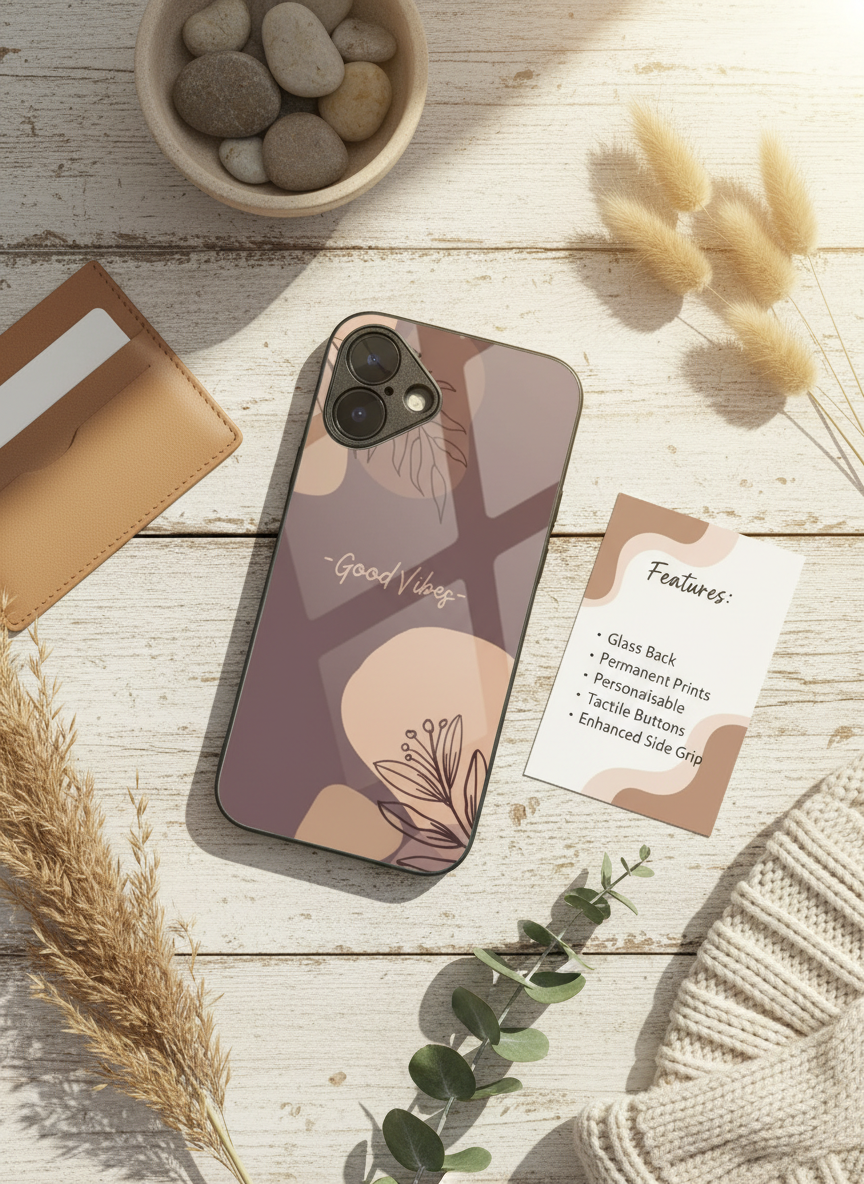 Calm Aura Premium Glass Back Cover For iPhone 14-17 Models The Case & Co India