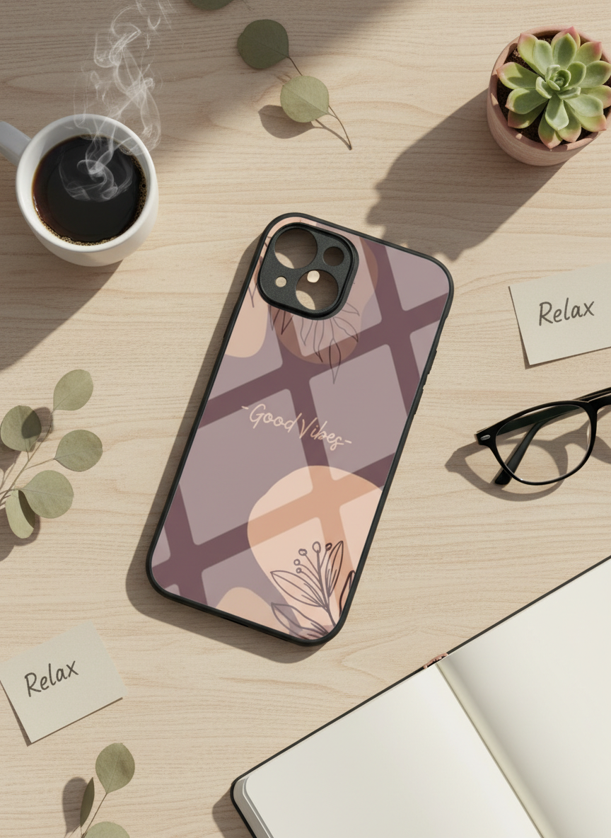 Calm Aura Premium Glass Back Cover For iPhone 14-17 Models The Case & Co India