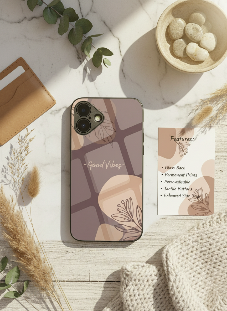 Calm Aura Premium Glass Back Cover For iPhone 14-17 Models The Case & Co India