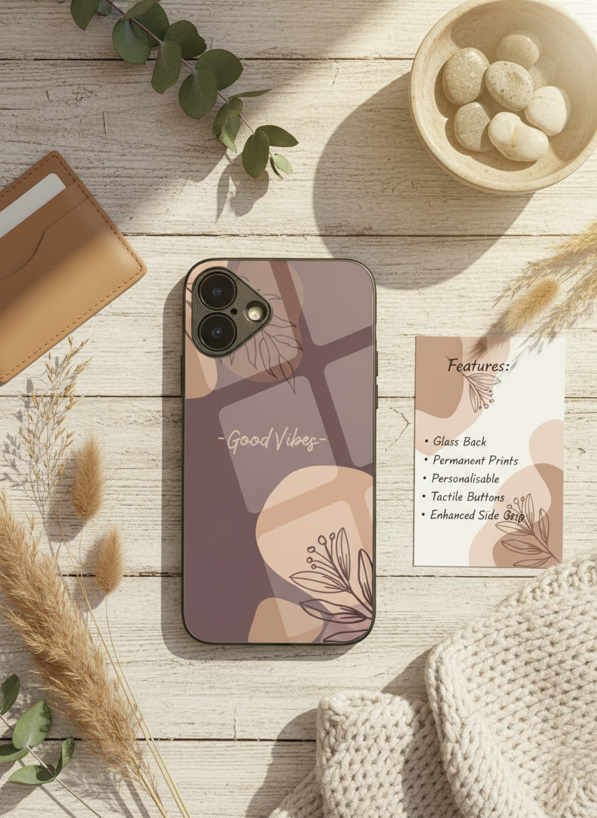 Calm Aura Premium Glass Back Cover For iPhone 14-17 Models The Case & Co India