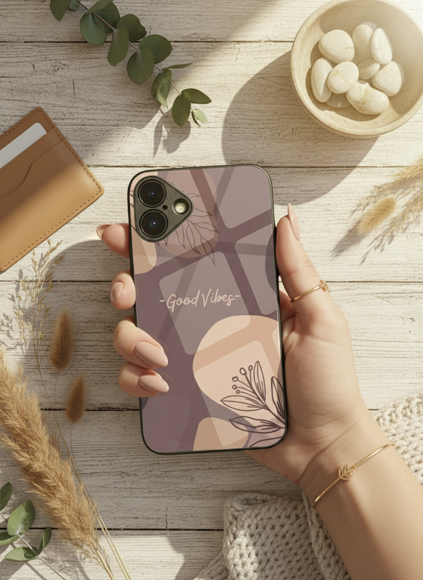 Calm Aura Premium Glass Back Cover For iPhone 14-17 Models The Case & Co India