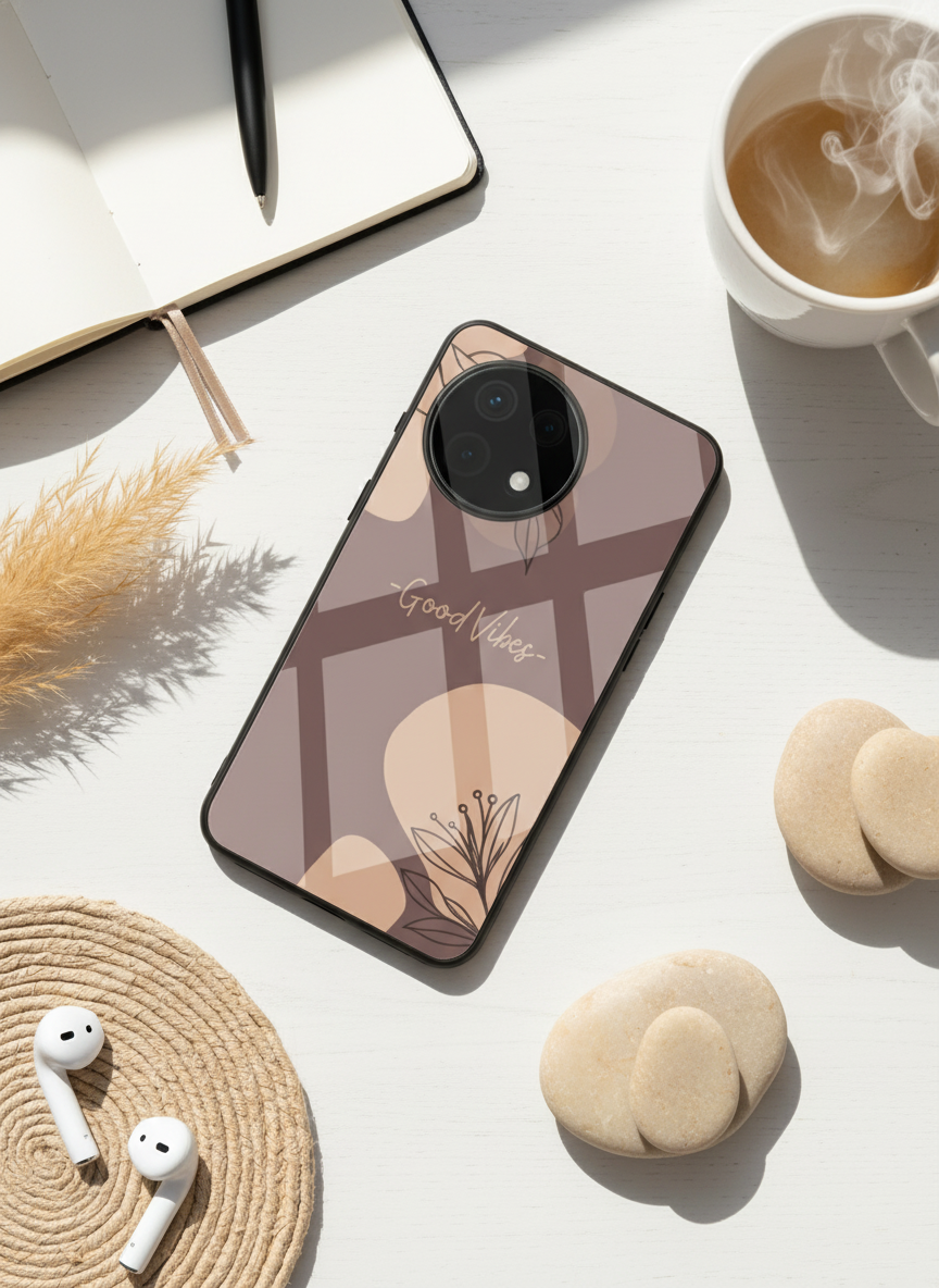 Calm Aura Premium Glass Back Cover For One Plus 13, 12, 11, 10 The Case & Co India