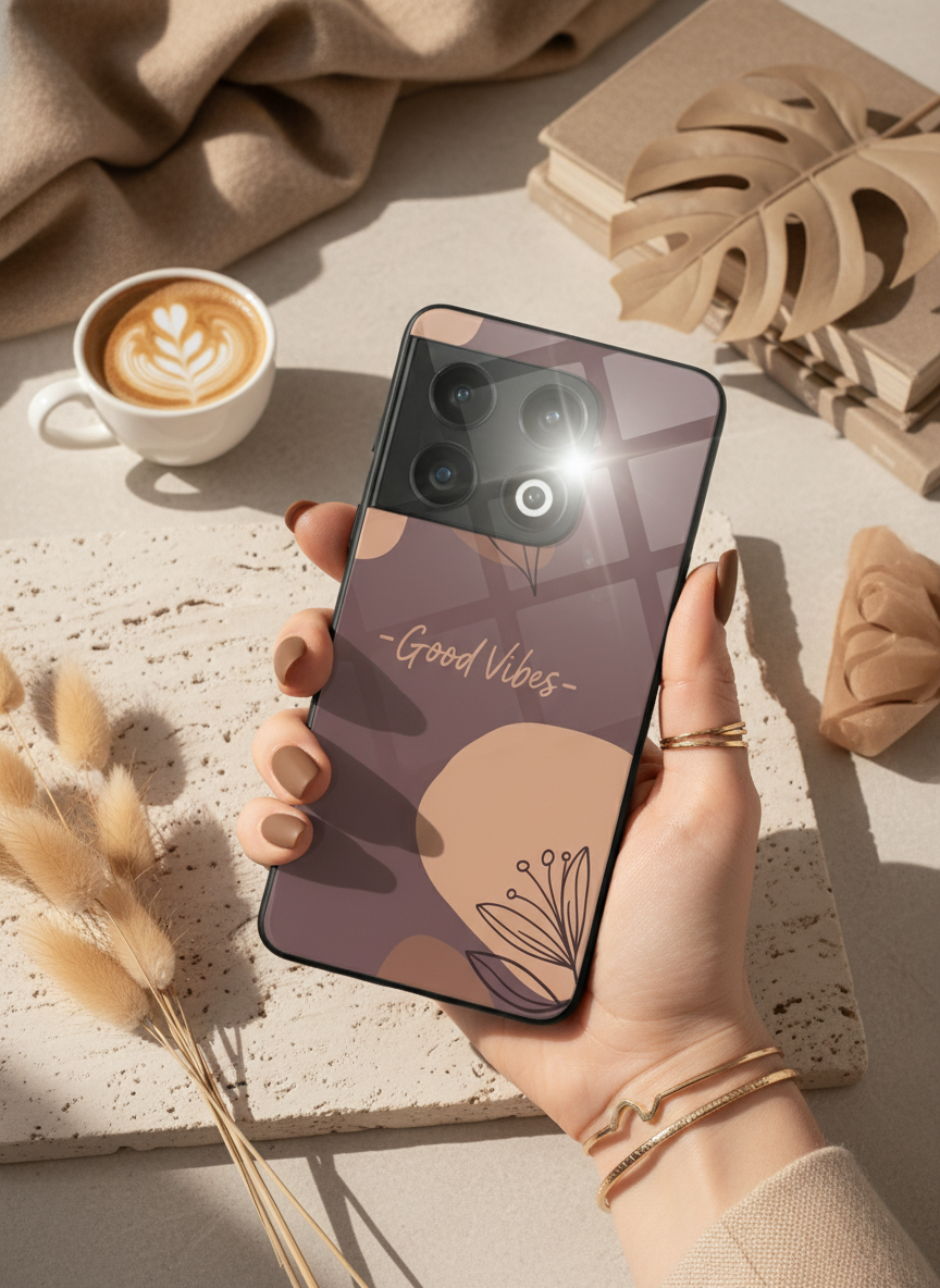 Calm Aura Premium Glass Back Cover For One Plus 13, 12, 11, 10 The Case & Co India