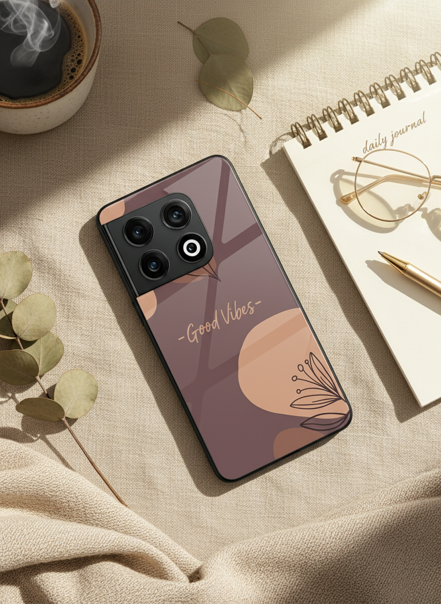 Calm Aura Premium Glass Back Cover For One Plus 13, 12, 11, 10 The Case & Co India