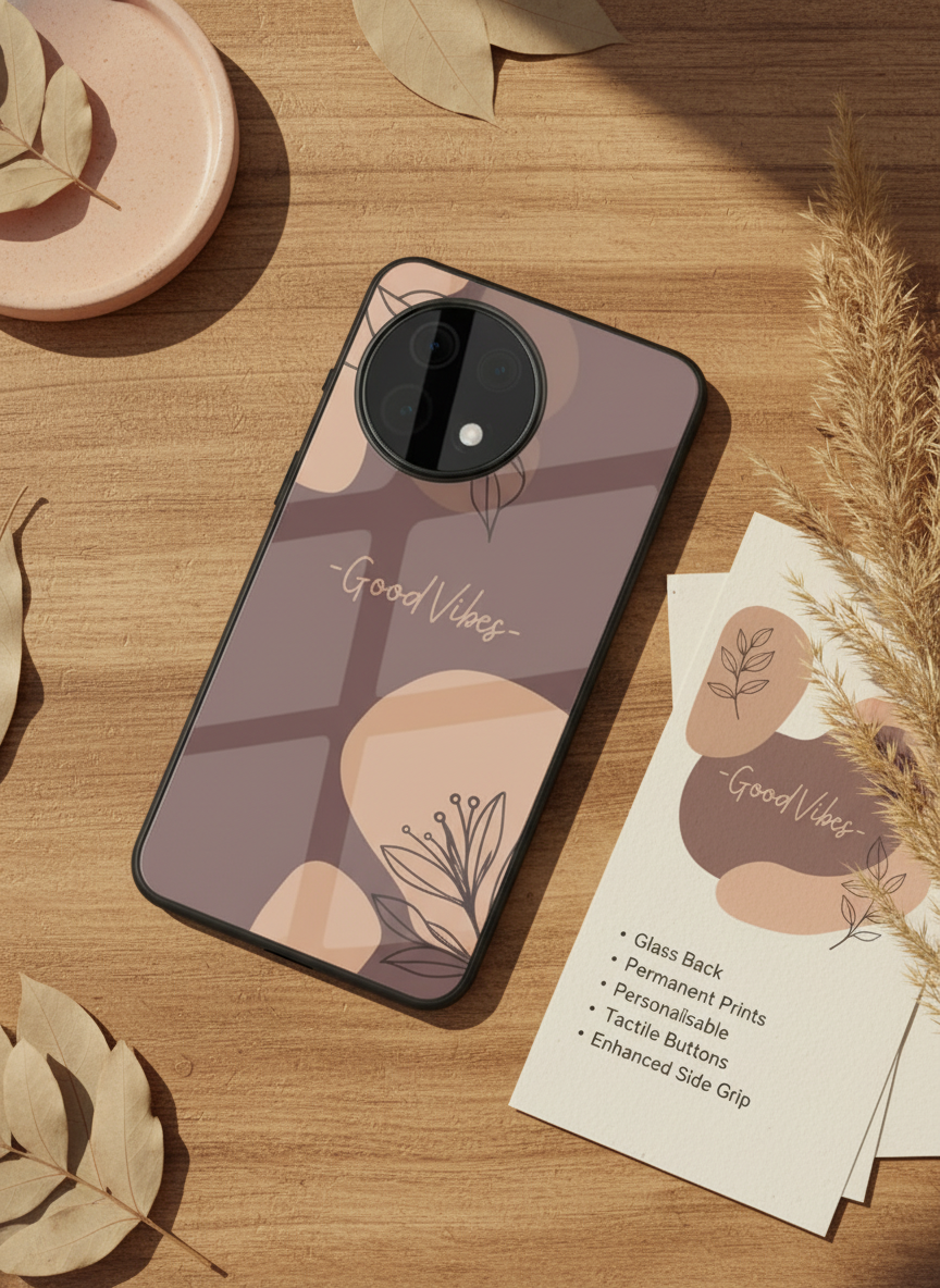 Calm Aura Premium Glass Back Cover For One Plus 13, 12, 11, 10 The Case & Co India