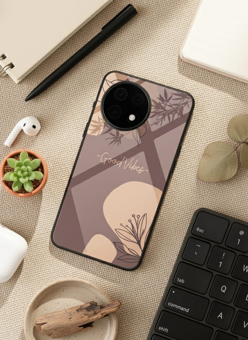 Calm Aura Premium Glass Back Cover For One Plus 13, 12, 11, 10 The Case & Co India