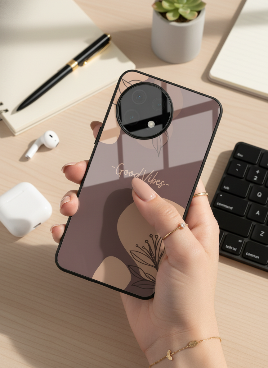 Calm Aura Premium Glass Back Cover For One Plus 13, 12, 11, 10 The Case & Co India