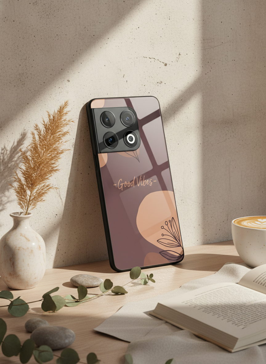 Calm Aura Premium Glass Back Cover For One Plus 13, 12, 11, 10 The Case & Co India