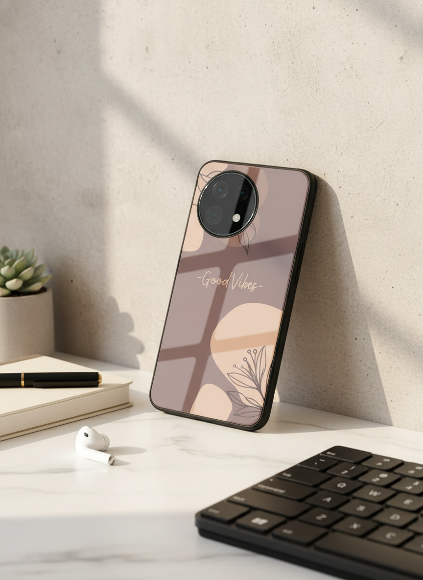 Calm Aura Premium Glass Back Cover For One Plus 13, 12, 11, 10 The Case & Co India