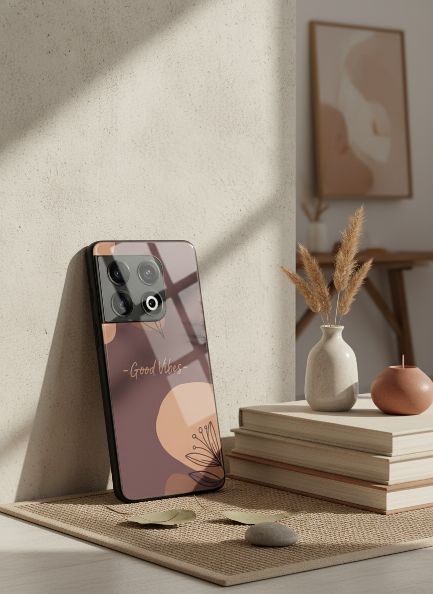 Calm Aura Premium Glass Back Cover For One Plus 13, 12, 11, 10 The Case & Co India