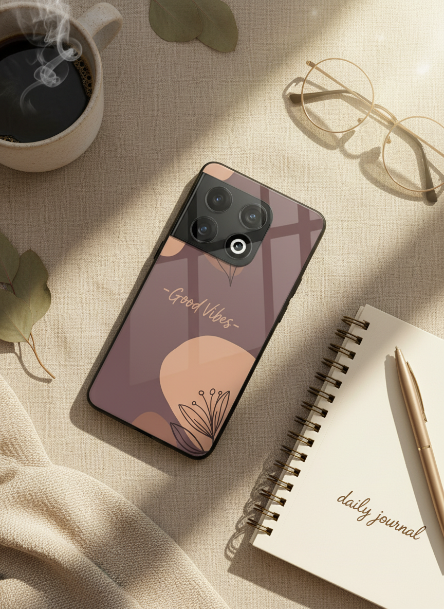 Calm Aura Premium Glass Back Cover For One Plus 13, 12, 11, 10 The Case & Co India