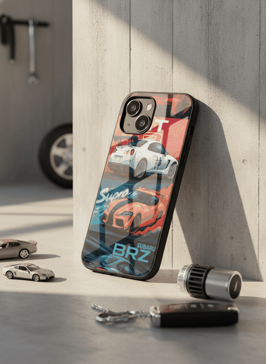 Car Lover Premium Glass Back Cover For iPhone 11,12,13,14,15,16,17 Models The Case & Co
