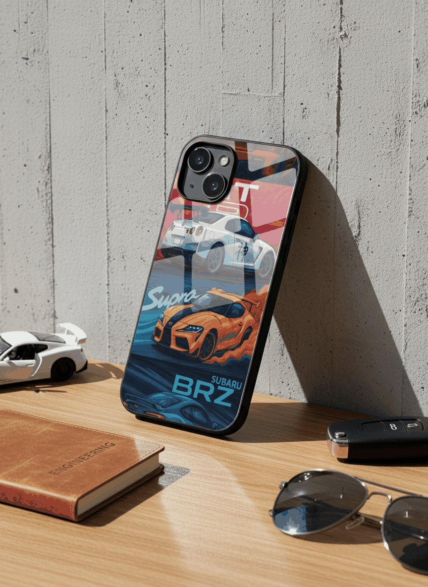 Car Lover Premium Glass Back Cover For iPhone 11,12,13,14,15,16,17 Models The Case & Co