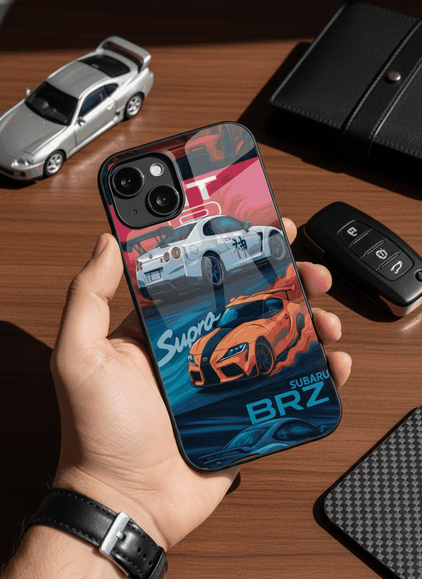 Car Lover Premium Glass Back Cover For iPhone 11,12,13,14,15,16,17 Models The Case & Co