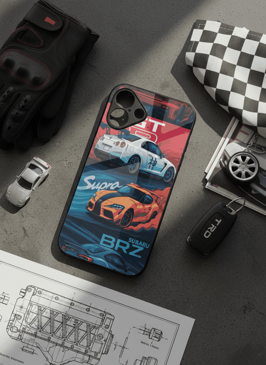Car Lover Premium Glass Back Cover For iPhone 11,12,13,14,15,16,17 Models The Case & Co