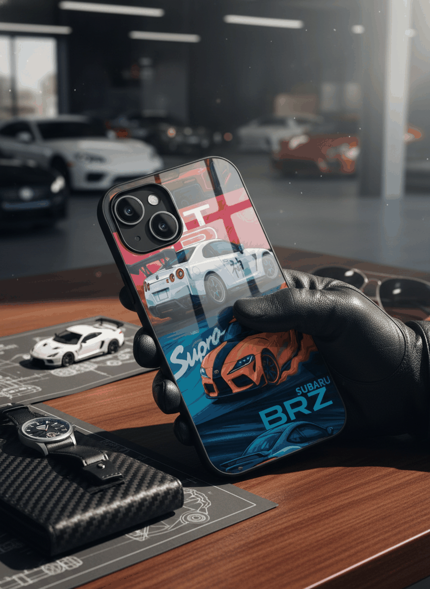 Car Lover Premium Glass Back Cover For iPhone 11,12,13,14,15,16,17 Models The Case & Co