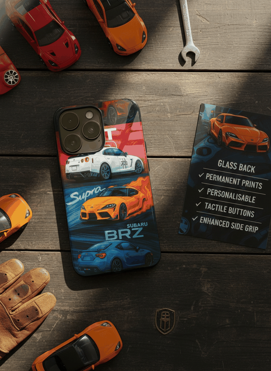 Car Lover Premium Glass Back Cover For iPhone 11,12,13,14,15,16,17 Models The Case & Co