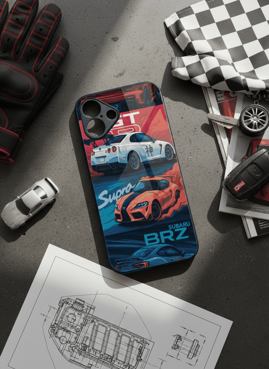 Car Lover Premium Glass Back Cover For iPhone 11,12,13,14,15,16,17 Models The Case & Co