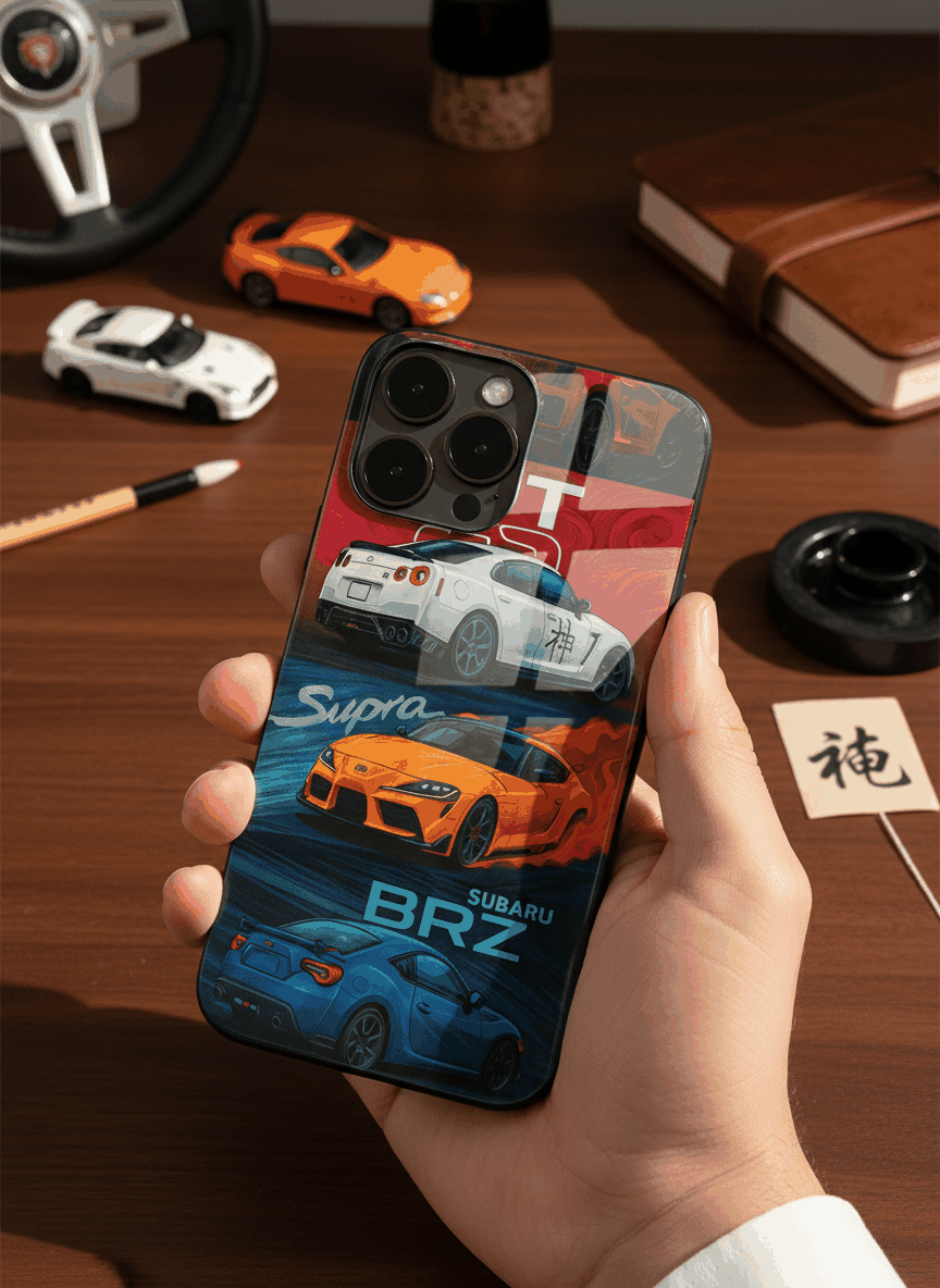 Car Lover Premium Glass Back Cover For iPhone 11,12,13,14,15,16,17 Models The Case & Co