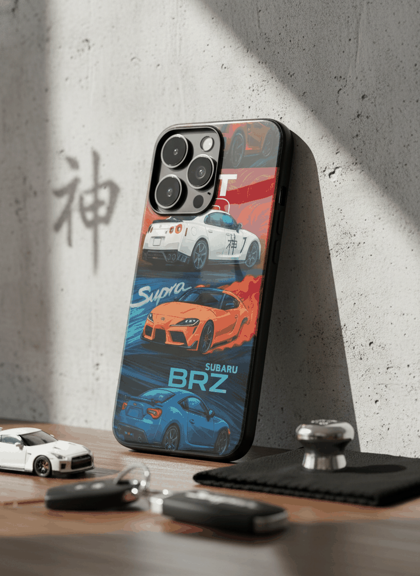 Car Lover Premium Glass Back Cover For iPhone 11,12,13,14,15,16,17 Models The Case & Co