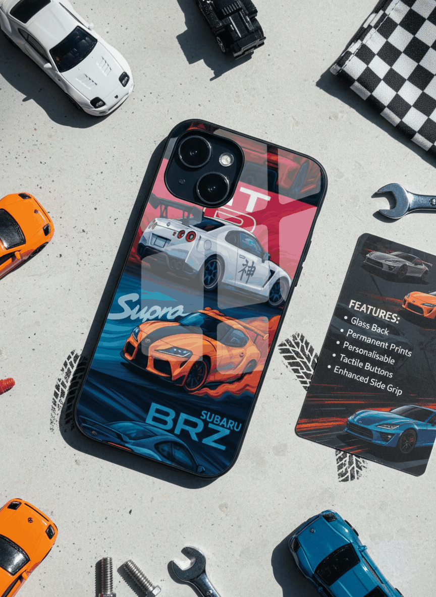 Car Lover Premium Glass Back Cover For iPhone 11,12,13,14,15,16,17 Models The Case & Co