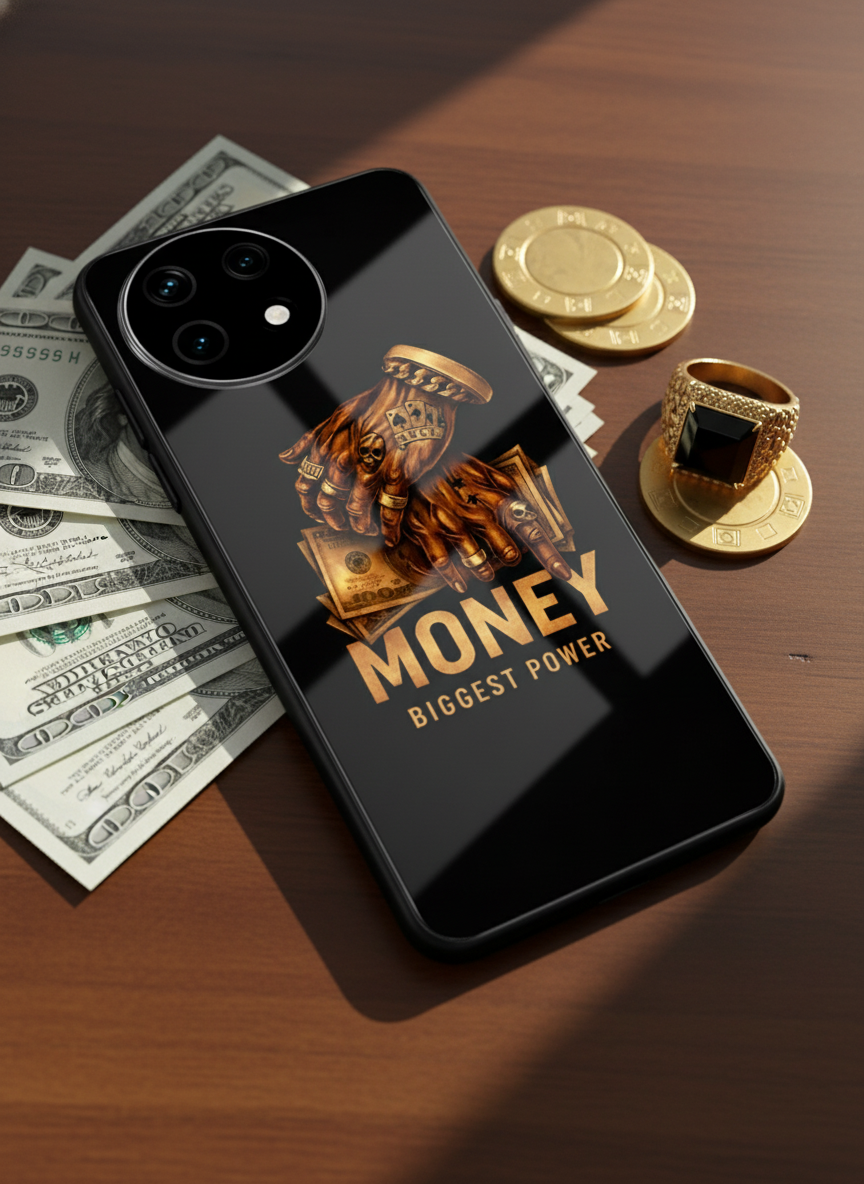 Cash Command Premium Glass Back Cover For One Plus 13, 12, 11, 10 The Case & Co India