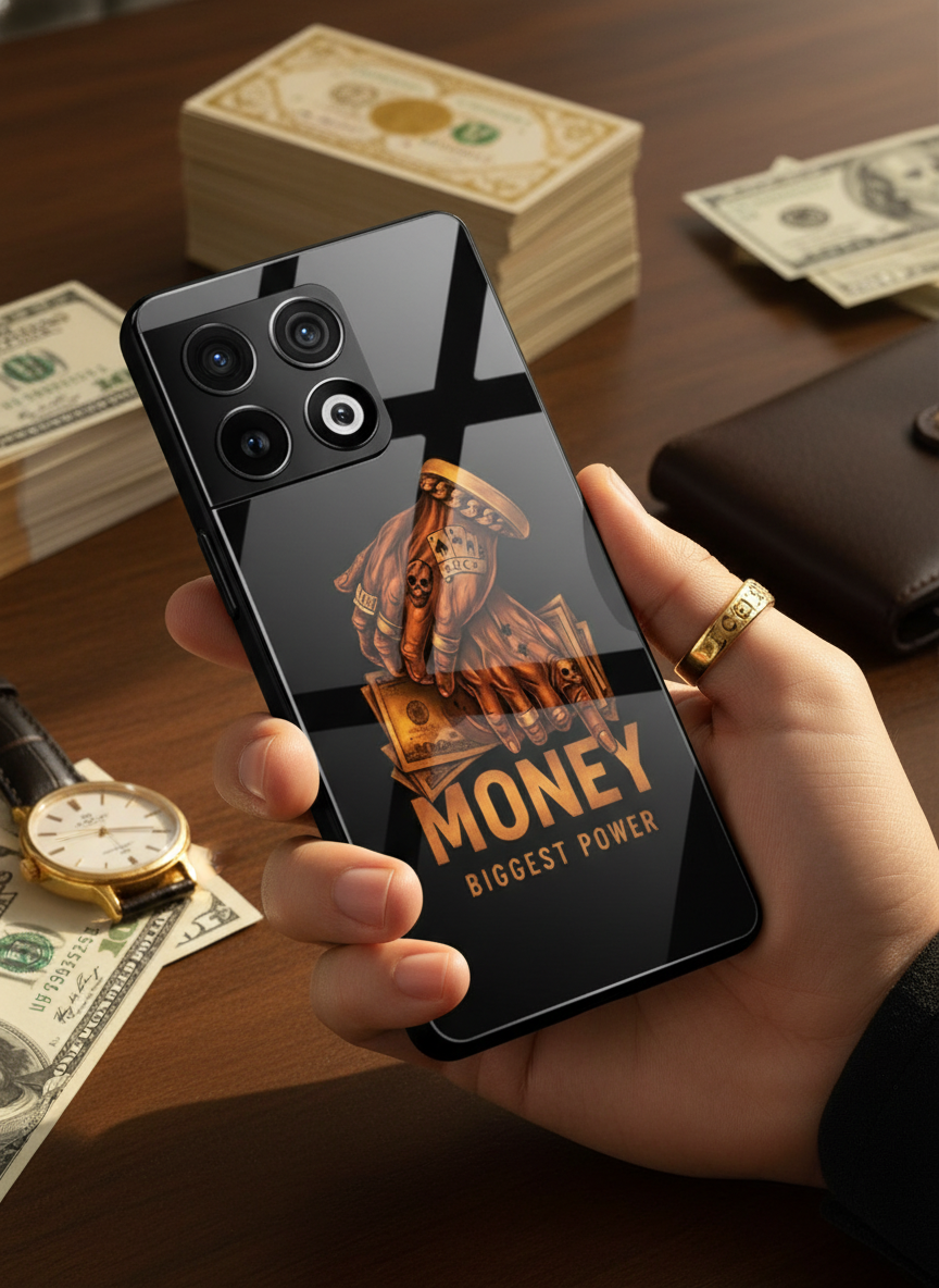 Cash Command Premium Glass Back Cover For One Plus 13, 12, 11, 10 The Case & Co India