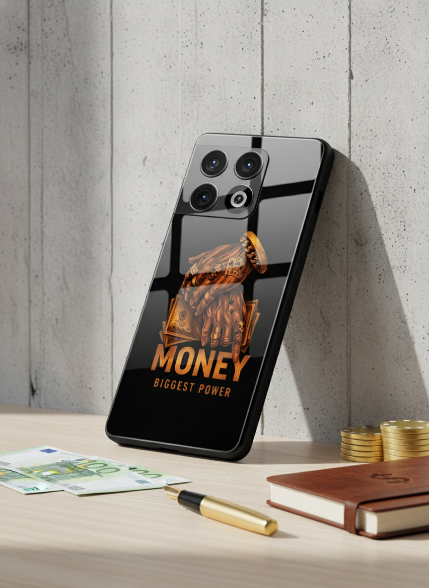 Cash Command Premium Glass Back Cover For One Plus 13, 12, 11, 10 The Case & Co India