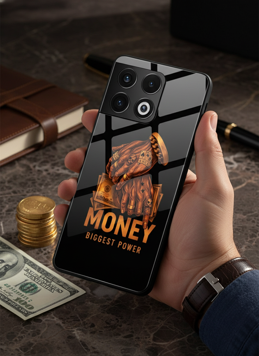 Cash Command Premium Glass Back Cover For One Plus 13, 12, 11, 10 The Case & Co India