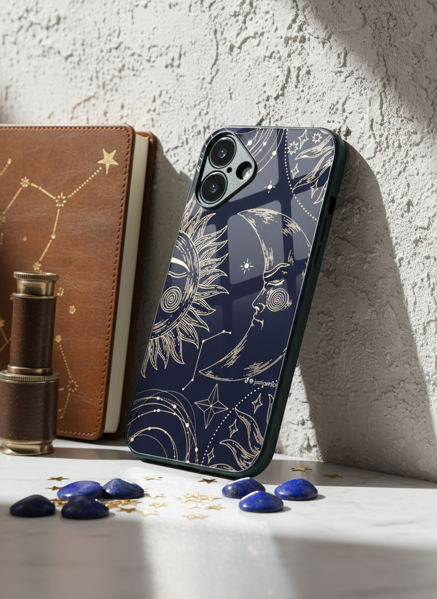 Celestial Dreams Premium Glass Back Cover For iPhone 14-17 Models The Case & Co India