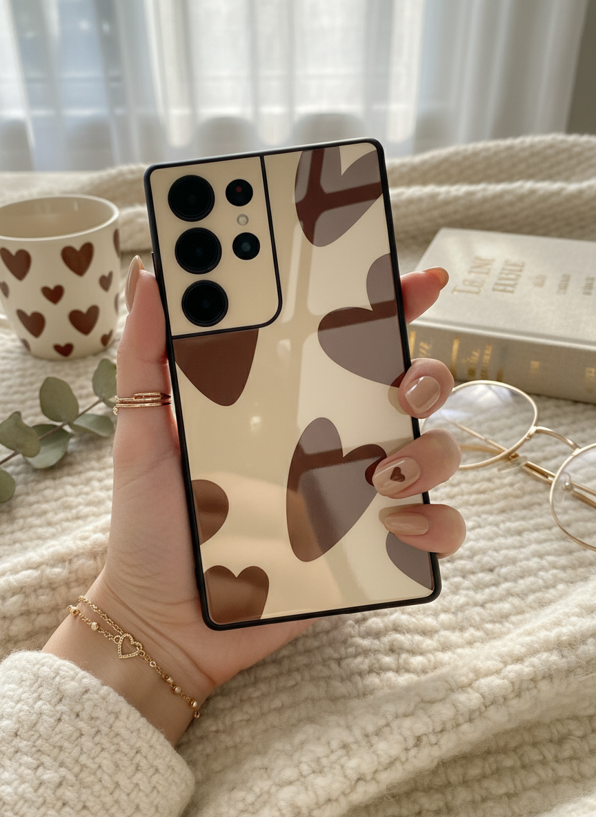 Chocolate Hearts  Premium Glass Back Cover For Galaxy S Series The Case & Co India