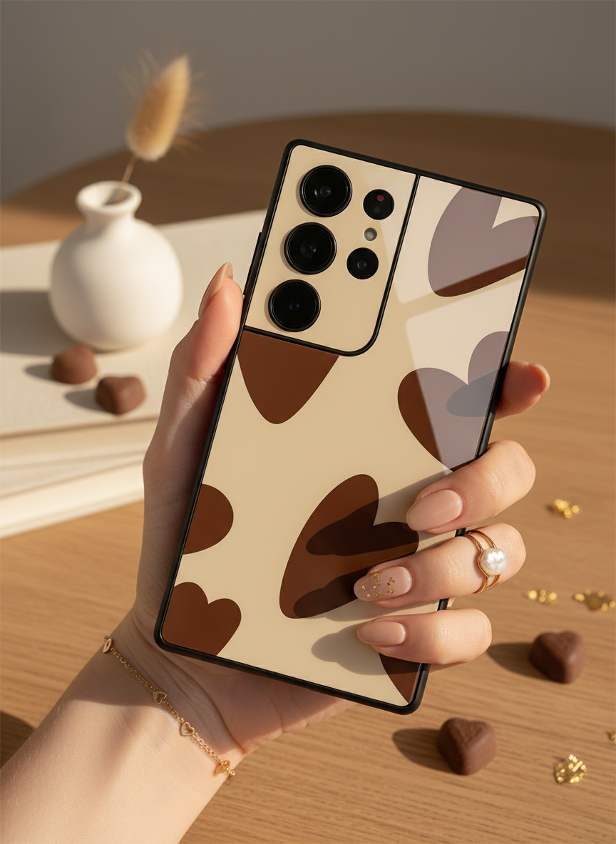 Chocolate Hearts  Premium Glass Back Cover For Galaxy S Series The Case & Co India