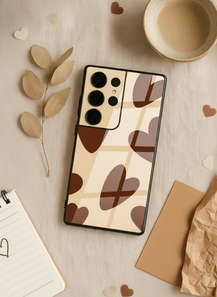 Chocolate Hearts  Premium Glass Back Cover For Galaxy S Series The Case & Co India