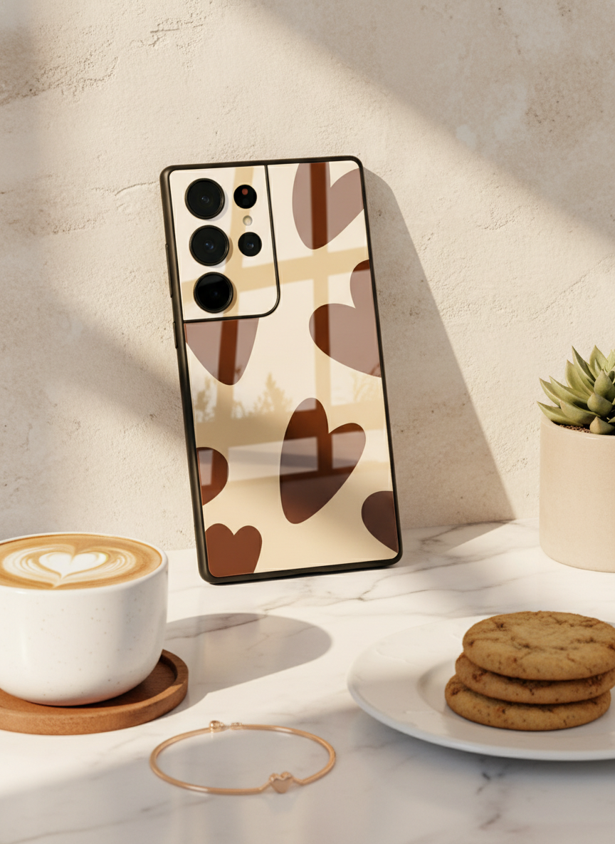 Chocolate Hearts  Premium Glass Back Cover For Galaxy S Series The Case & Co India