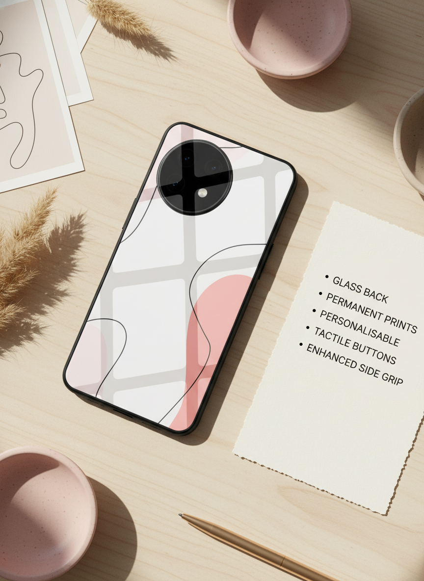 Clean Girl Aesthetics Glass Back Cover For One Plus 13, 12, 11, 10 The Case & Co India