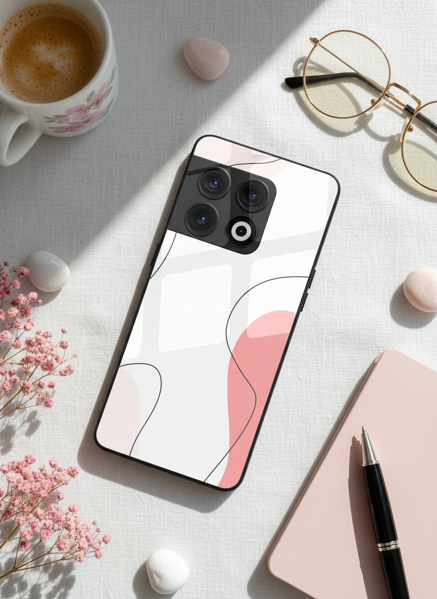 Clean Girl Aesthetics Glass Back Cover For One Plus 13, 12, 11, 10 The Case & Co India