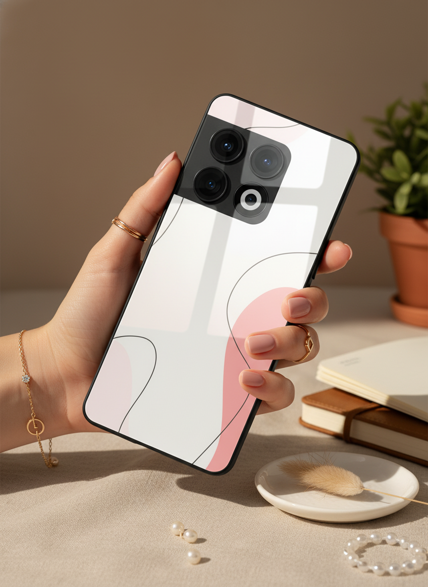 Clean Girl Aesthetics Glass Back Cover For One Plus 13, 12, 11, 10 The Case & Co India