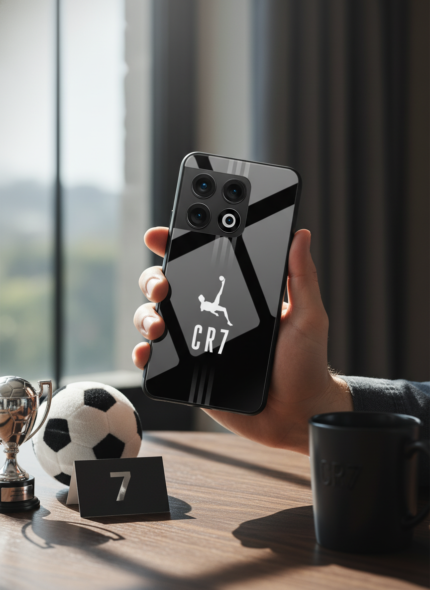 CR7 Legacy Premium Glass Back Cover For One Plus 13, 12, 11, 10 The Case & Co India