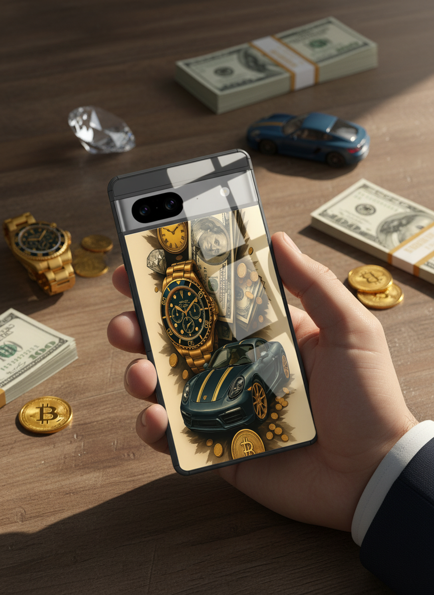 Crypto King Premium Glass Back Cover For Google Pixel 7,8,9,10 Series The Case & Co India