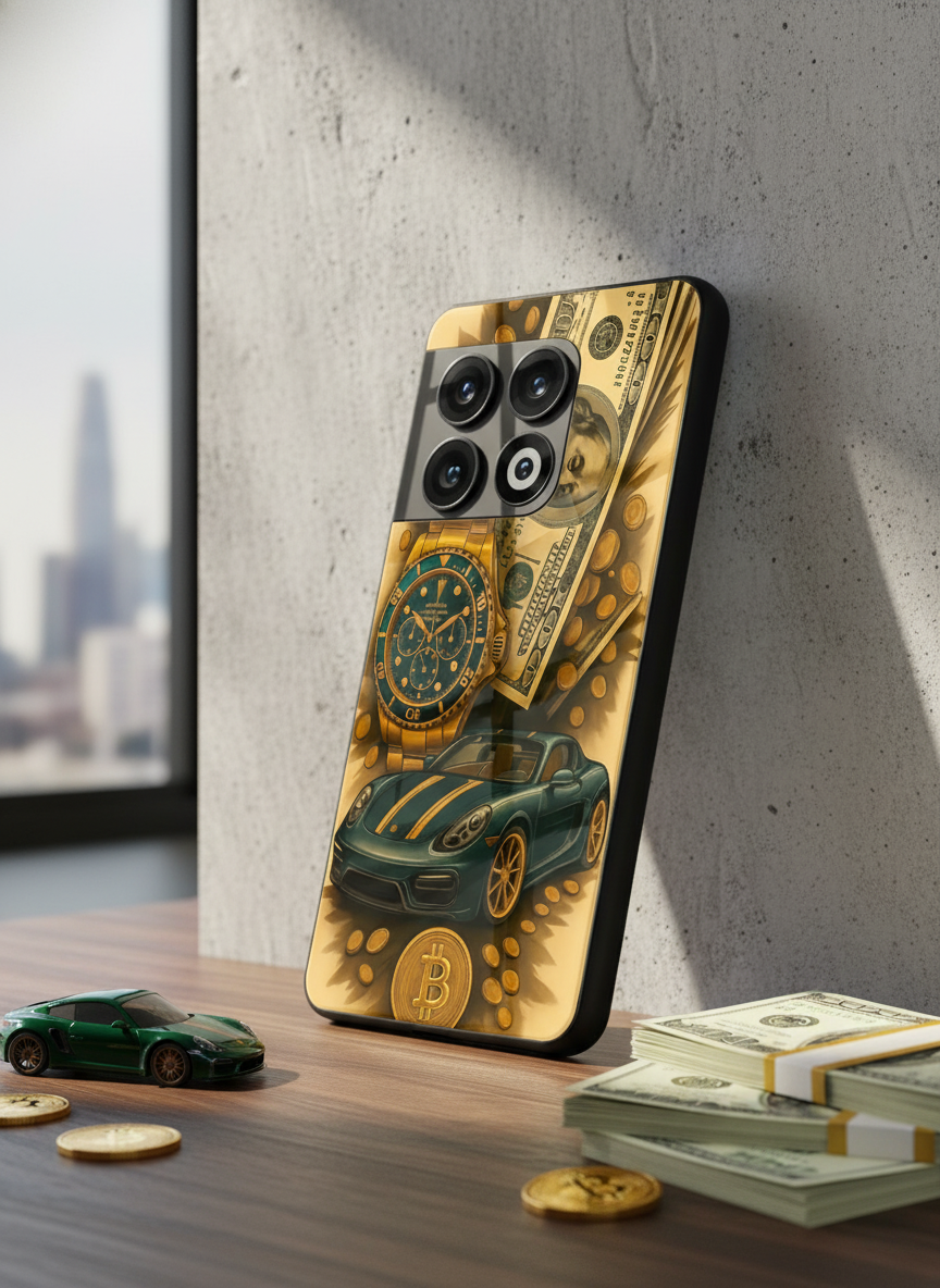 Crypto King Premium Glass Back Cover For One Plus 13, 12, 11, 10 The Case & Co India