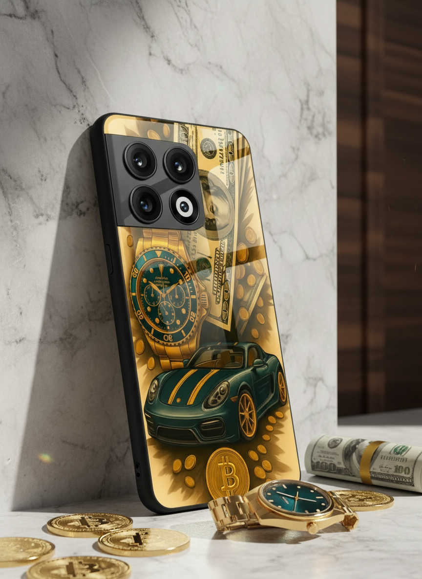 Crypto King Premium Glass Back Cover For One Plus 13, 12, 11, 10 The Case & Co India