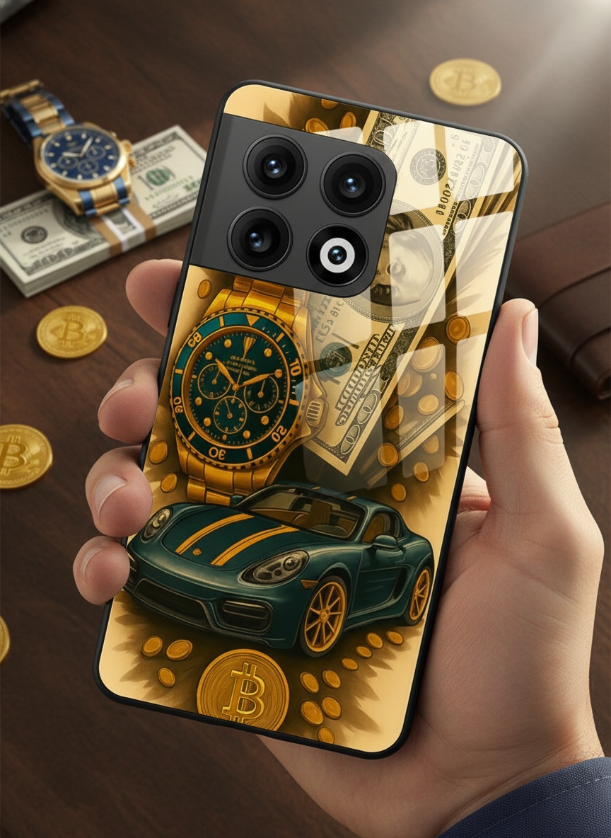 Crypto King Premium Glass Back Cover For One Plus 13, 12, 11, 10 The Case & Co India