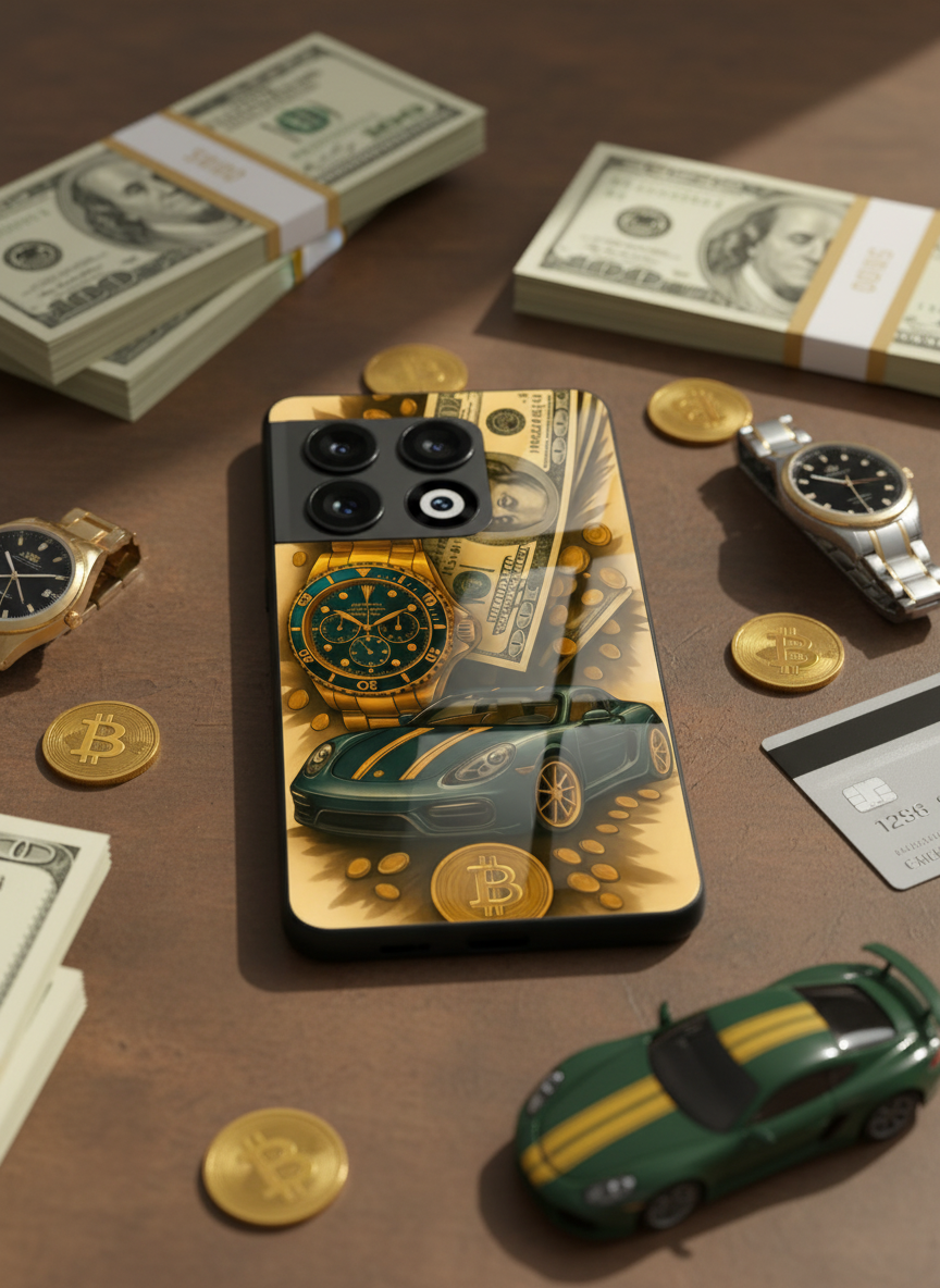 Crypto King Premium Glass Back Cover For One Plus 13, 12, 11, 10 The Case & Co India