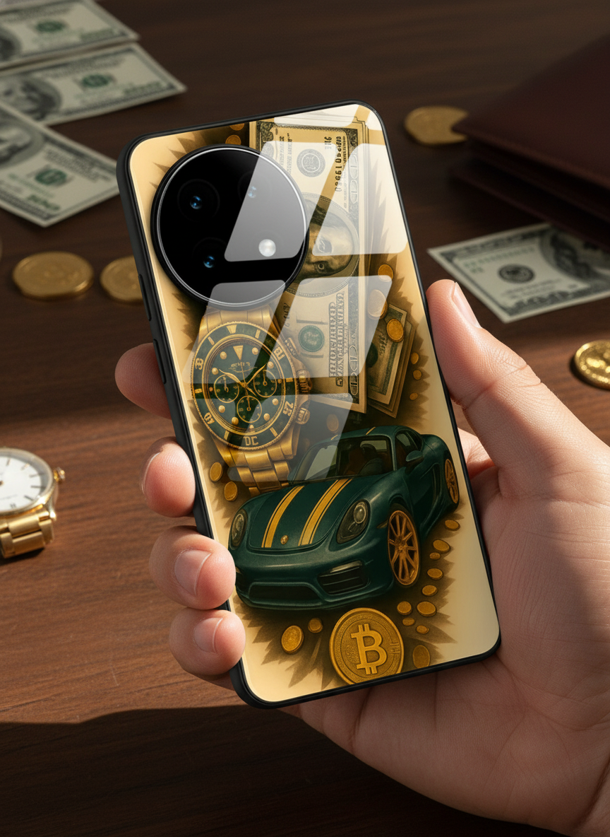 Crypto King Premium Glass Back Cover For One Plus 13, 12, 11, 10 The Case & Co India