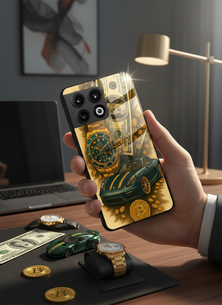 Crypto King Premium Glass Back Cover For One Plus 13, 12, 11, 10 The Case & Co India
