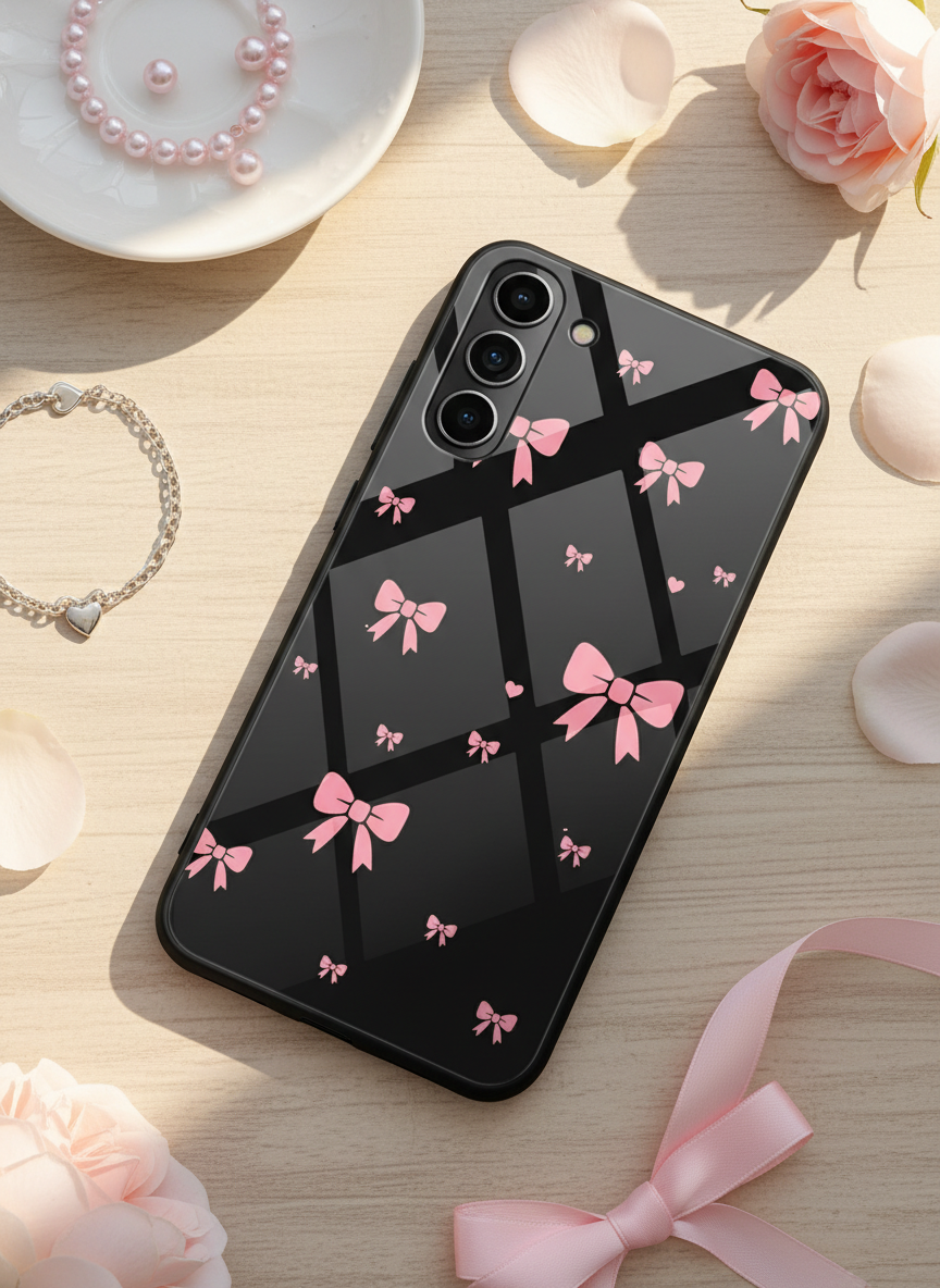 Dark Aesthetic Bows Premium Glass Back Cover For Galaxy S Series The Case & Co India