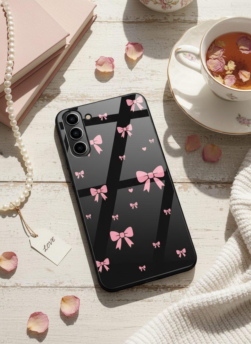 Dark Aesthetic Bows Premium Glass Back Cover For Galaxy S Series The Case & Co India