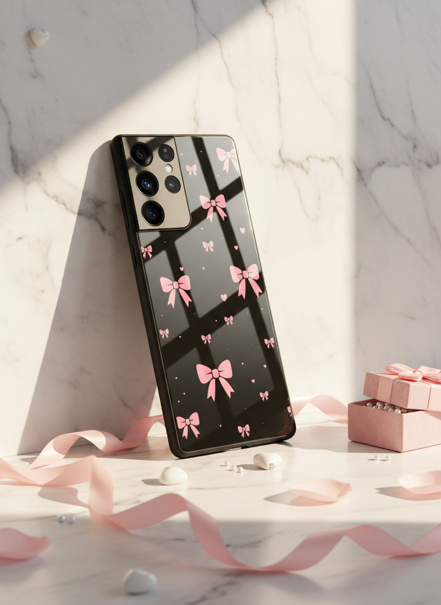 Dark Aesthetic Bows Premium Glass Back Cover For Galaxy S Series The Case & Co India