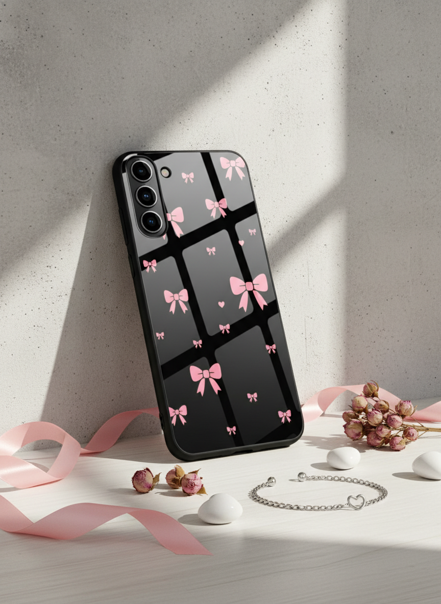 Dark Aesthetic Bows Premium Glass Back Cover For Galaxy S Series The Case & Co India