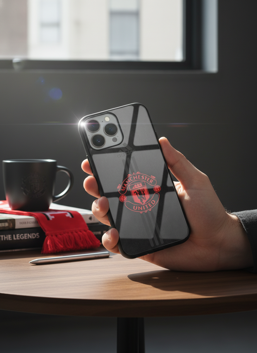 Dark Mode FC Premium Glass Back Cover For iPhone 14-17 Models The Case & Co India